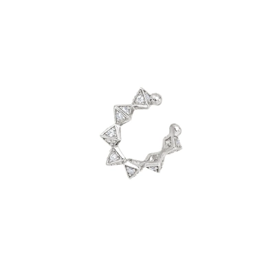PIERCING ORELHA SPIKE COM ZIRCÔNIA EM PRATA 925 COM RÓDIO