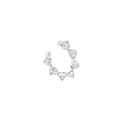 PIERCING ORELHA SPIKE COM ZIRCÔNIA EM PRATA 925 COM RÓDIO