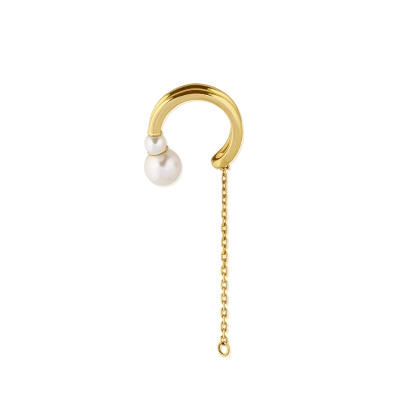 Piercing Dois Fios Em Ouro 18k Com Pérola Cultivada.