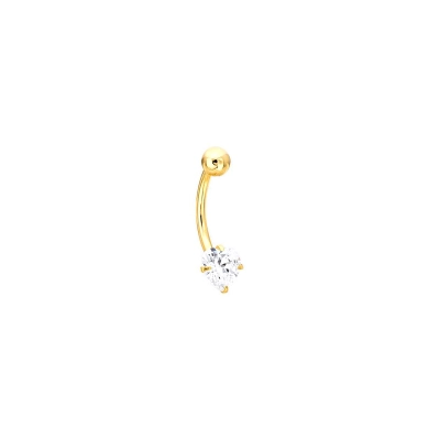 Piercing Coração em Ouro 18K (750) Com Zircônias