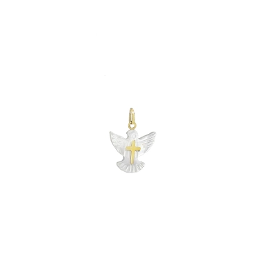 PINGENTE ALENTO ESPÍRITO SANTO E FIO DE SEDA OURO 18K