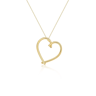 PINGENTE CORAÇÃO LATERAL EM OURO 18K