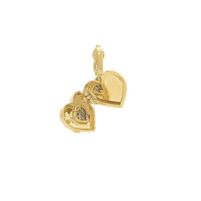 PINGENTE CORAÇÃO RELICÁRIO EM OURO 18K COM DIAMANTES 0,075CT