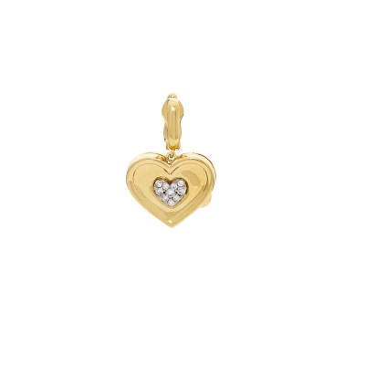 PINGENTE CORAÇÃO RELICÁRIO EM OURO 18K COM DIAMANTES 0,075CT