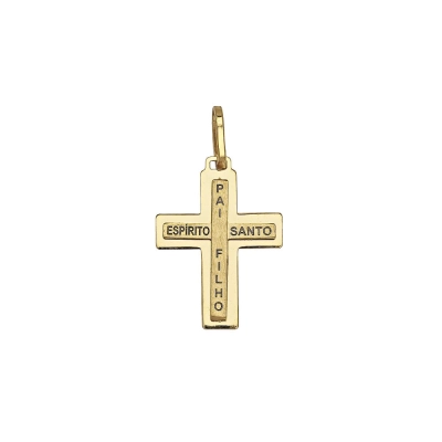 PINGENTE CRUZ PAI/FILHO/ESPÍRITO SANTO EM OURO 18K