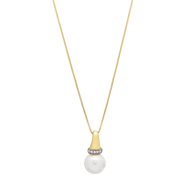 PINGENTE DELICADEZA PÉROLA E DIAMANTES OURO 18K