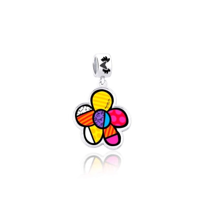 Pingente Flor em Prata com Ródio Branco