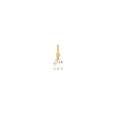 Pingente Gota Cristal Em Ouro 18K.