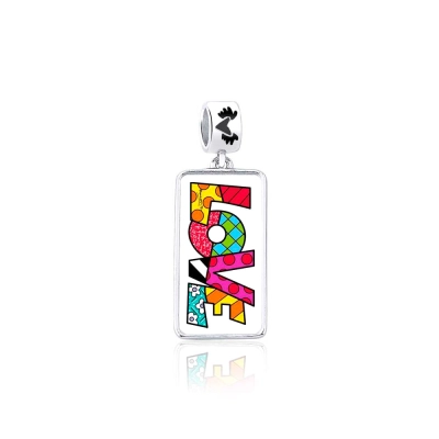 Pingente Love em Prata com Ródio Branco