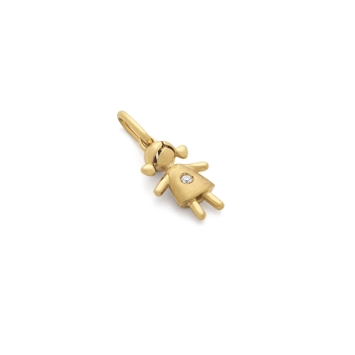PINGENTE MENINA EM OURO 18K COM DIAMANTE 0,010CT