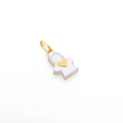 PINGENTE MENINA MADREPÉROLA E OURO 18K