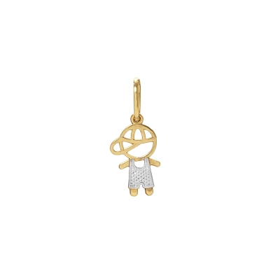 PINGENTE MENINO EM OURO 18K E RÓDIO