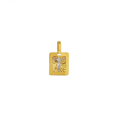 PINGENTE PROMESSA PLACA CRISTO OURO BRANCO E AMARELO 18K