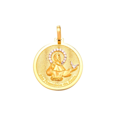 Pingente São Francisco de Assis em Ouro 18K (750) Com Diamantes.
