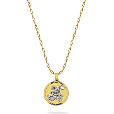 Pingente São Jorge Guerreiro em Ouro 18K