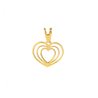 Pingente Sofisticação Coração Vazado Pequeno Ouro 18k