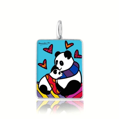 Pingente Urso Panda em Prata com Ródio Branco