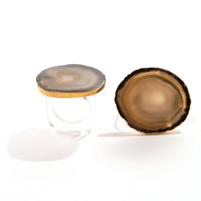 PORTA GUARDANAPOS KIT DUAS UNIDADES CAFÉ ÁGATA - LINHA HOME