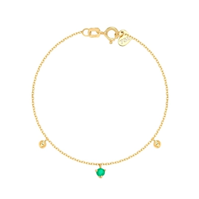 Pulseira Bola C/Esmeralda Em Ouro 18k.
