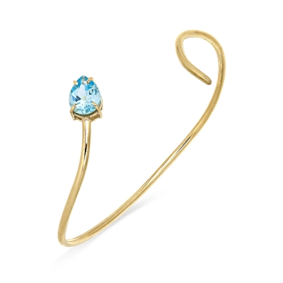 PULSEIRA BRACELETE COBRA EM OURO 18K COM TOPÁZIO AZUL 17CM