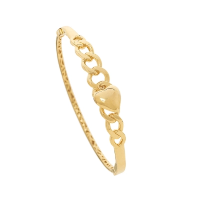 PULSEIRA BRACELETE CORRENTE COM PINGENTE CORAÇÃO EM OURO 18K