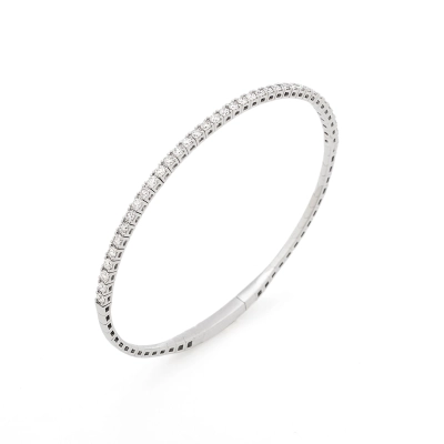 PULSEIRA BRACELETE DUETO MEIA RIVIERA EM OURO BRANCO 18K