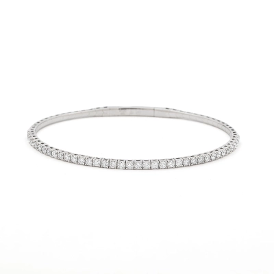 PULSEIRA BRACELETE DUETO MEIA RIVIERA EM OURO BRANCO 18K