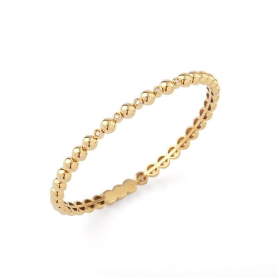 PULSEIRA BRACELETE HARMONIA PERFEITA FIO BOLAS EM OURO 18K COM DIAMANTES 0,07CT
