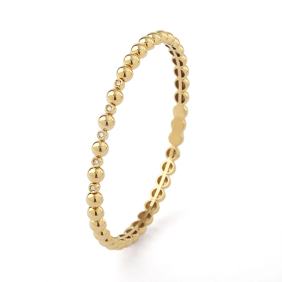 PULSEIRA BRACELETE HARMONIA PERFEITA FIO BOLAS EM OURO 18K COM DIAMANTES 0,07CT