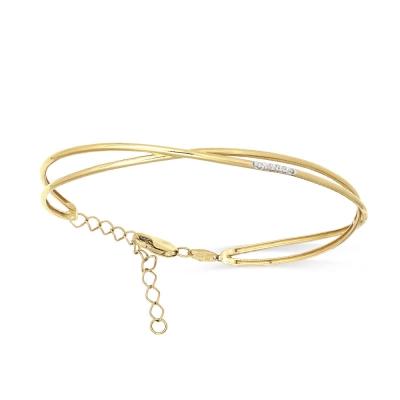 PULSEIRA BRACELETE LUZ COM FIO TRANÇADOS EM OURO 18K COM DIAMANTES 0,020CT
