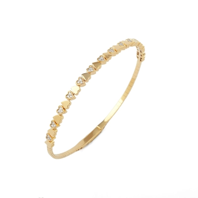 PULSEIRA BRACELETE MISTURA ENCANTADA CORAÇÕES EM OURO 18K COM DIAMANTES 0,20CT