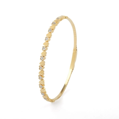 PULSEIRA BRACELETE MISTURA ENCANTADA CORAÇÕES EM OURO 18K COM DIAMANTES 0,20CT