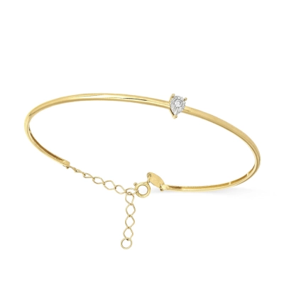 PULSEIRA BRACELETE SONHO EM OURO 18K GOTA COM RÓDIO E DIAMANTE 0,03CT