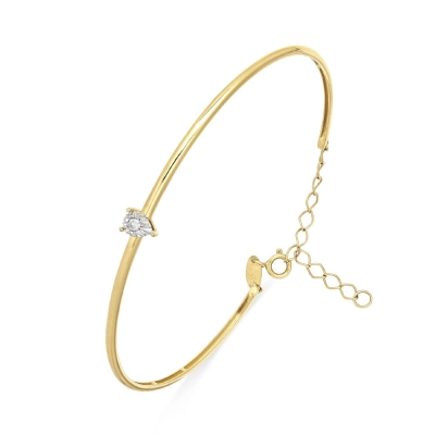 PULSEIRA BRACELETE SONHO EM OURO 18K GOTA COM RÓDIO E DIAMANTE 0,03CT