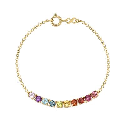 PULSEIRA CENTRO RIVIERA COLOR EM OURO 18K 17CM