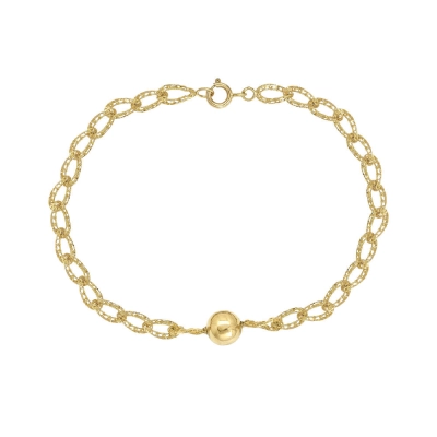 PULSEIRA CORRENTE COM BOLA EM OURO 18K 21CM