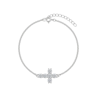 Pulseira Eterna Cruz Moissanite Prata 925