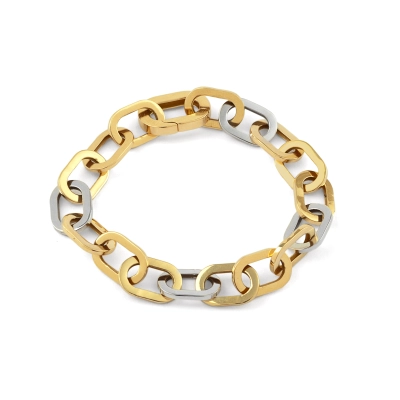 PULSEIRA CUIDADO PROFUNDO ELOS BICOLOR EM OURO 18K