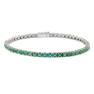PULSEIRA DELÍRIO RIVIERA EM OURO BRANCO 18K COM ESMERALDAS 6,27CT