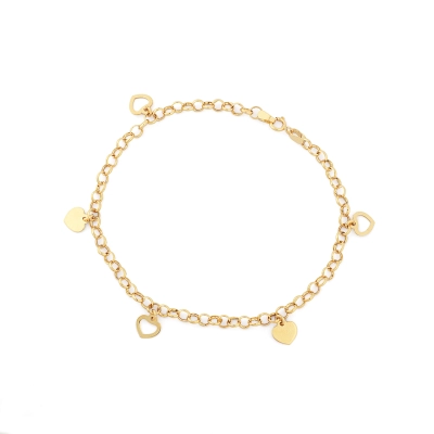 PULSEIRA DUETO AMOROSO CORAÇÕES EM OURO 18K