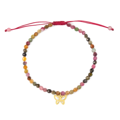 Pulseira Elegância Turmalina Mista Borboleta Ouro 18k