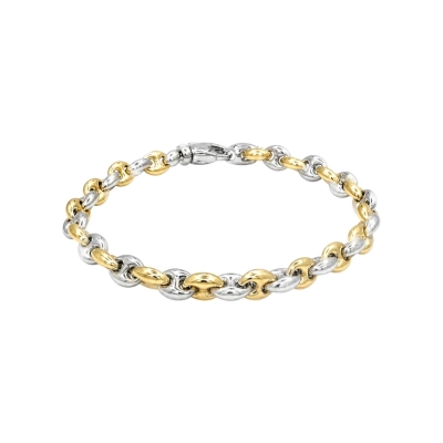 Pulseira Elos Boleados Prata 925 Com Banho 18k