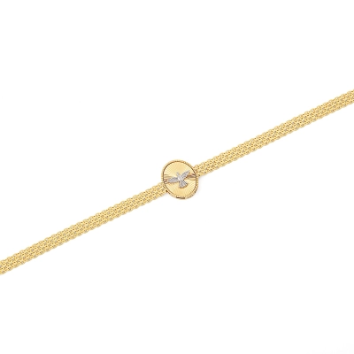 PULSEIRA ESSÊNCIA DE PAZ PLACA ESPÍRITO SANTO EM OURO 18K