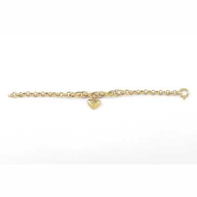 PULSEIRA EUFORIA CORRENTE COM CORAÇÃO ABAULADO EM OURO 18K