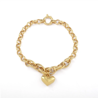 PULSEIRA EUFORIA CORRENTE COM CORAÇÃO ABAULADO EM OURO 18K