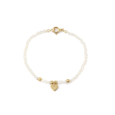 PULSEIRA FILHA EM MADREPÉROLA COM CORAÇÃO EM OURO 18K