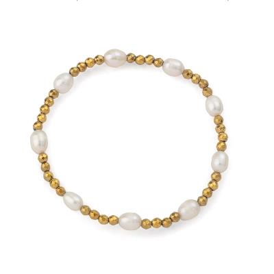 Pulseira Hematita Com Pérolas