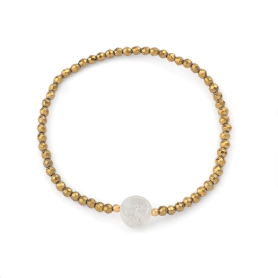 Pulseira Hematita Com Espírito Santo Madrepérola