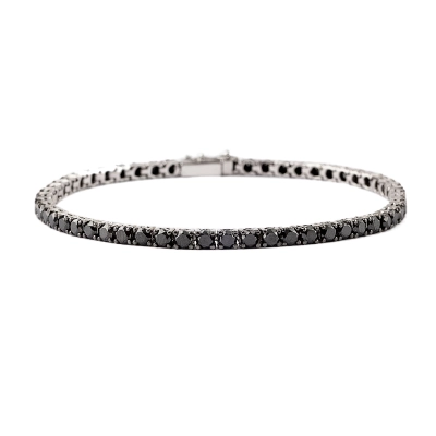 PULSEIRA ÍMPETO RIVIERA EM OURO BRANCO 18K COM DIAMANTES NEGROS 8,81CT