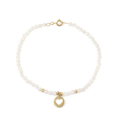 PULSEIRA MÃE EM MADREPÉROLA COM CORAÇÃO EM OURO 18K